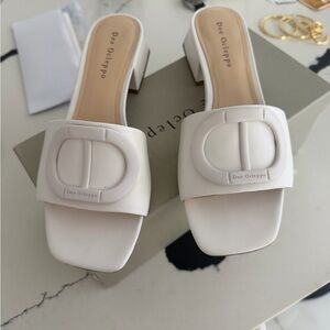 Dee Ocleppo White Leather Mules